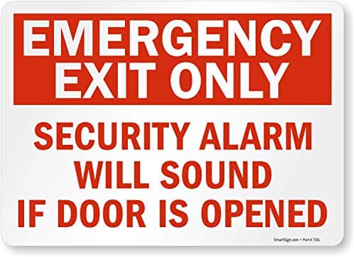 SmartSign-S-1506-EU "Emergency Exit Only - Security Alarm Will Sound If Door Is Opened" Label | 10" x 14" Laminated Vinyl