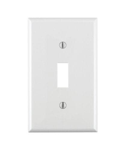 Leviton 1Gang Toggle Device Switch Wallplate Standard Size Thermoplastic Nylon Device Mount 80701W White