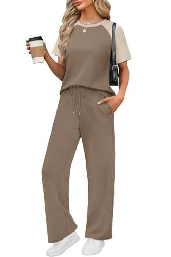WIHOLL Vacation Outfits for Women 2 Piece Set Summer Airport Travel Outfits Resort Wear for Women 2026 Cruise Essentials Beach Vacation Clothes Spring Fashion Clothing Airplane Coffee L
