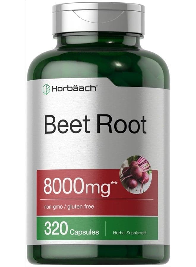 Beet Root Powder Capsules 8000mg | 320 Pills | Non-GMO, Gluten Free Formula | High Potency Herbal Extract Supplement