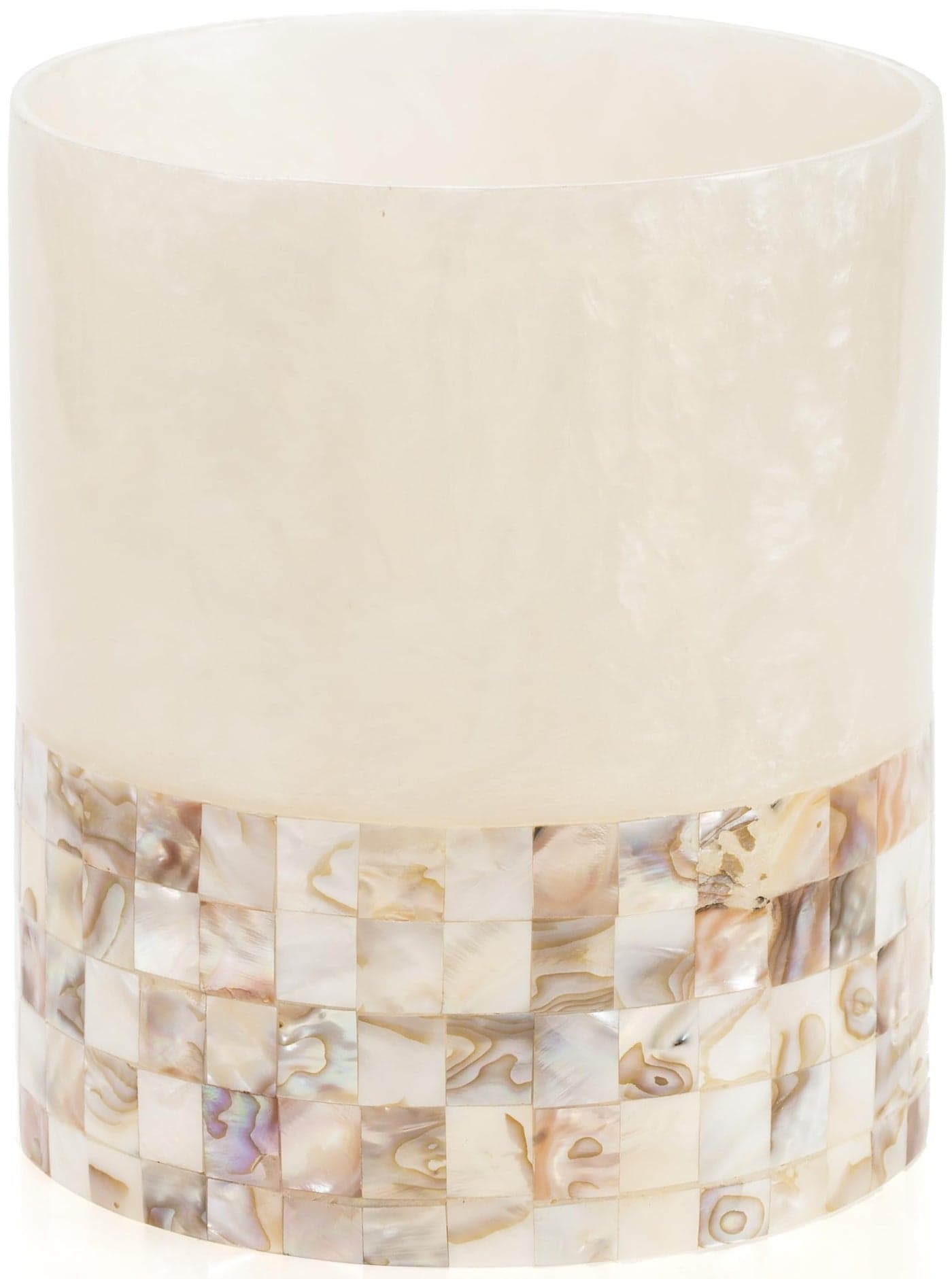 Milano Small Bathroom Trash Can 158 Gal 6L Decorative Bathroom Wastebasket with Beautiful Mother of Pearl Shells Modern Round Waste Basket for Room Bedroom or Living Room