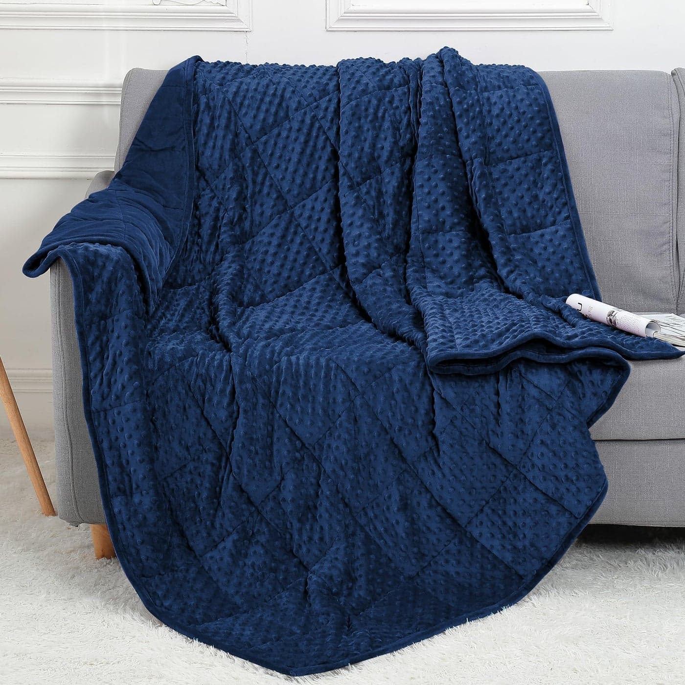 Alomidds Weighted Blanket 60x8020lbs Queen Size Navy Weighted Blankets for Adults Cooling Breathable Soft and Comfort Minky Heavy Blanket Microfiber Material with Glass Beads