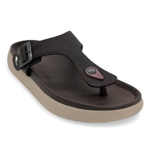 KazarMax Premium ContourX Men's Brown V-Shape Cushioned Footbed Sandal- 8 UK
