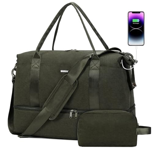 For Spirit Airlines 18x14x8 Personal Item Bag with USB Charging Port Underseat Travel Duffel Bag with Wet Pocket Shoes Compartment Carry On Luggage for Women Men Dark Green