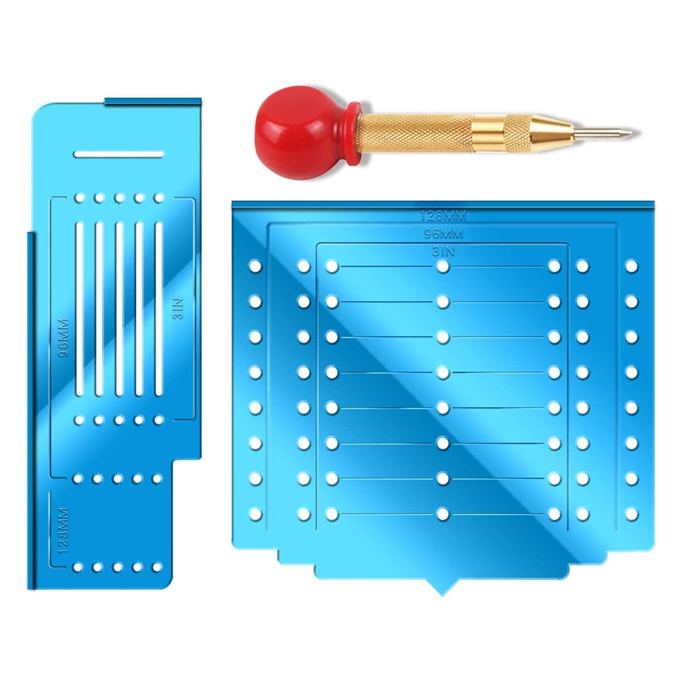 KingCharles Cabinet Hardware Template with Center Punch Cabinet Handle Template Tool Use for Handles Knobs Pulls on DrawersDoors Hardware Installation Perfect Match Kit