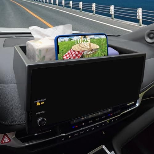 TOPINSTALL New Dash Tray Phone Holder Compatible with 2025 2026 Toyota Sienna 12.3" Screen, Dashboard Hidden Screen Storage Organizer Tissue Sunglasses Holder(Not for LE Trim with 8" Screen)