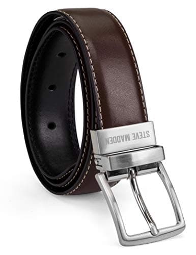 Steve Madden Boys' Big Reversible Belt for Kids, Brown/Black, Medium