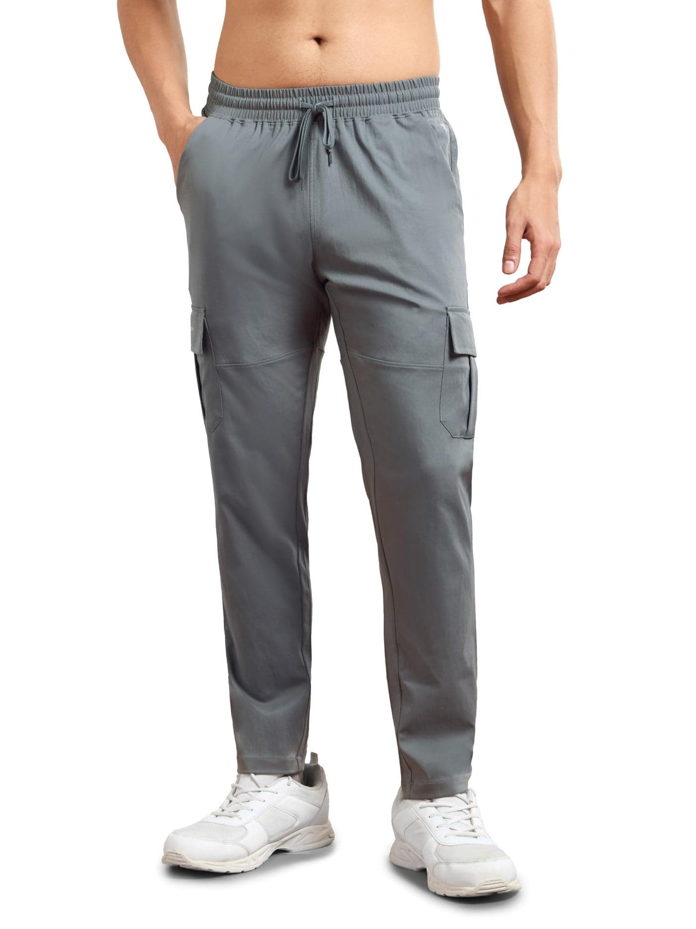 TECHNOSPORT Mens Polyester Regular Fit Solid Cargo for Activewear, Regular Use and Quick Dry - (MPOR99IRG_Iron Grey_L)
