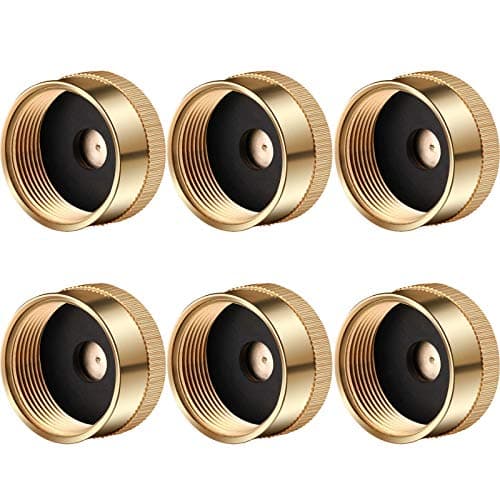 Hotop 6 Pcs Refillable Solid Brass Propane Bottle Cap 1 lb Propane Tank Cap Universal for Tank Cylinder Sealed Protection