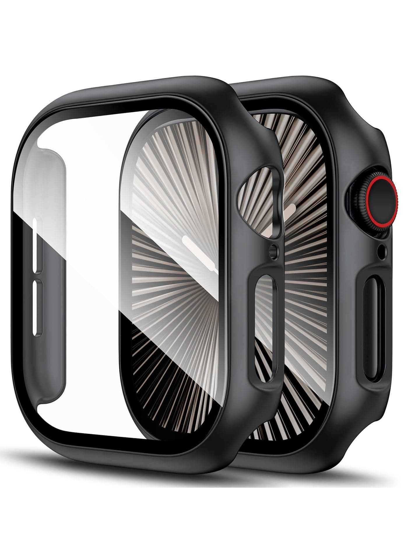 Apple Watch Screen Protector Case Series 10 46mm Protective Face Cover Tempered Glass Film Hard PC Bumper for Women Men Ultra-Thin Guard (Black)
