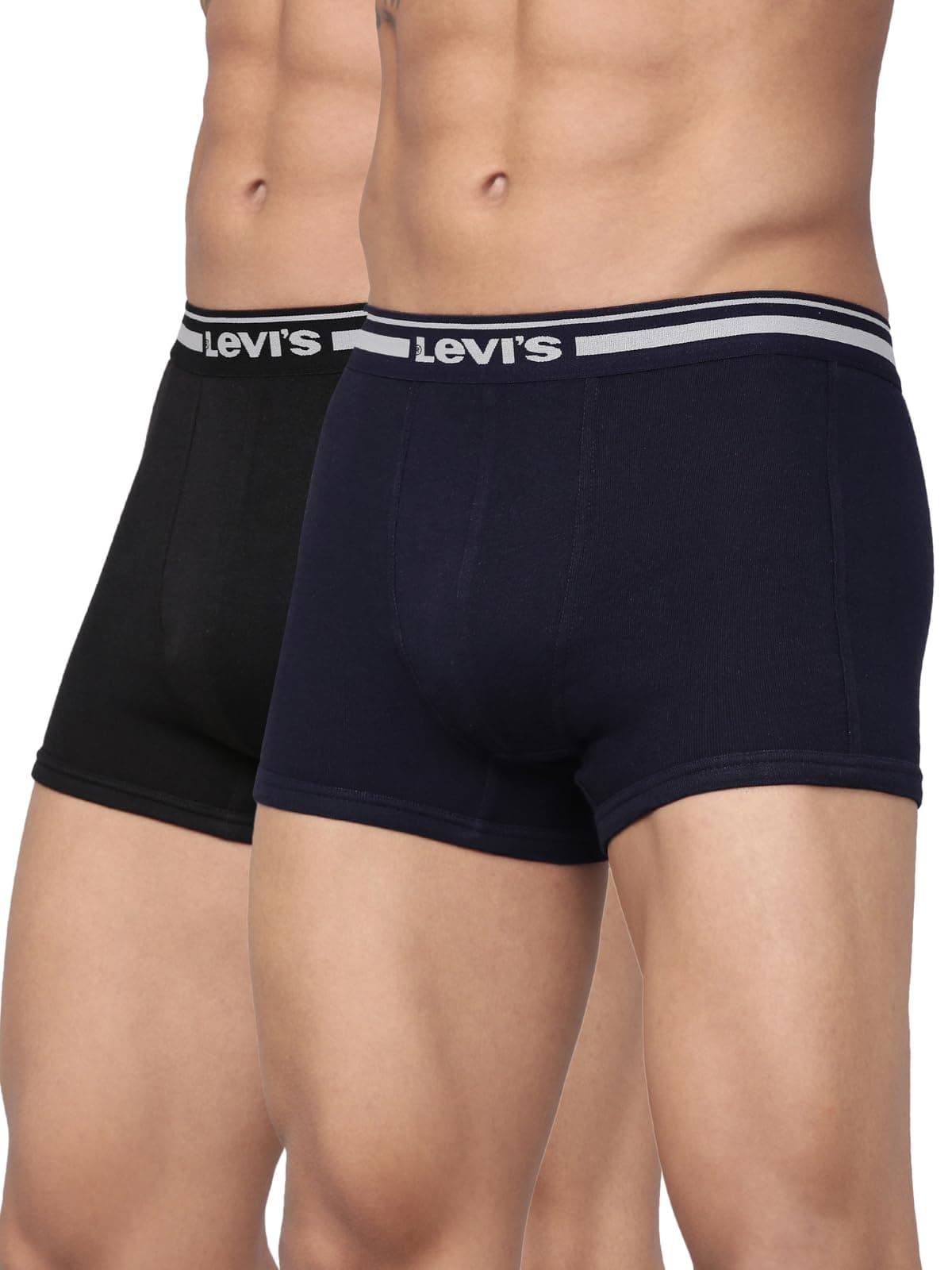 Levi's Men's Cotton Trunks (Pack of 2) (#003-Trunks-BLK/NAVY-P2_Black, Navy_Large_Multicolor_L)