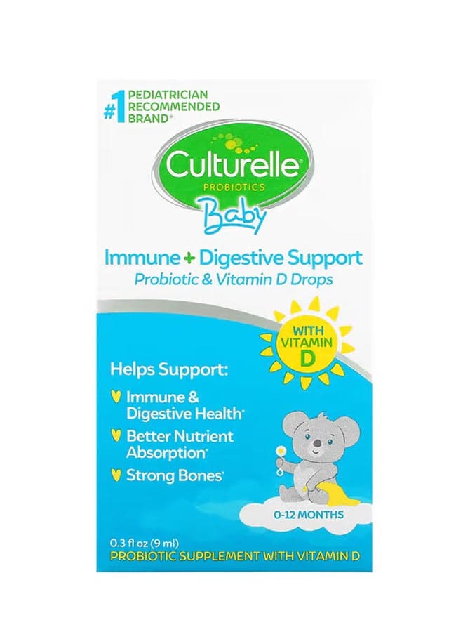 Probiotics Baby Immune + Digestive Support Probiotic & Vitamin D Drops 0-12 Months 0.3 fl oz (9 ml)