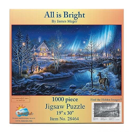 SUNSOUT INC - All is Bright - 1000 pc Jigsaw Puzzle by Artist: James Meger - Finished Size 19" x 30" - MPN# 28464