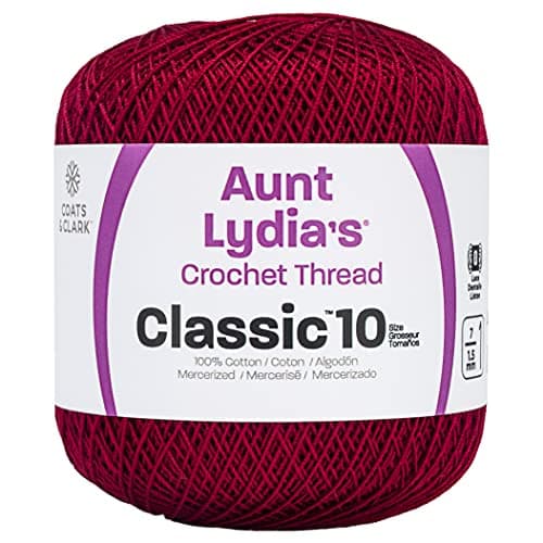 Coats Crochet Aunt Lydia's Crochet, Cotton Classic Size 10, Burgundy