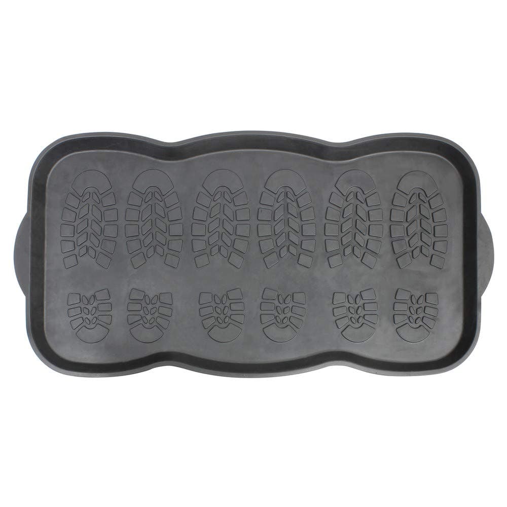 JVL 01625 Multifunctional Rubber Shoe Drip Tray Boot Storage Door Mat Black 41x81cm