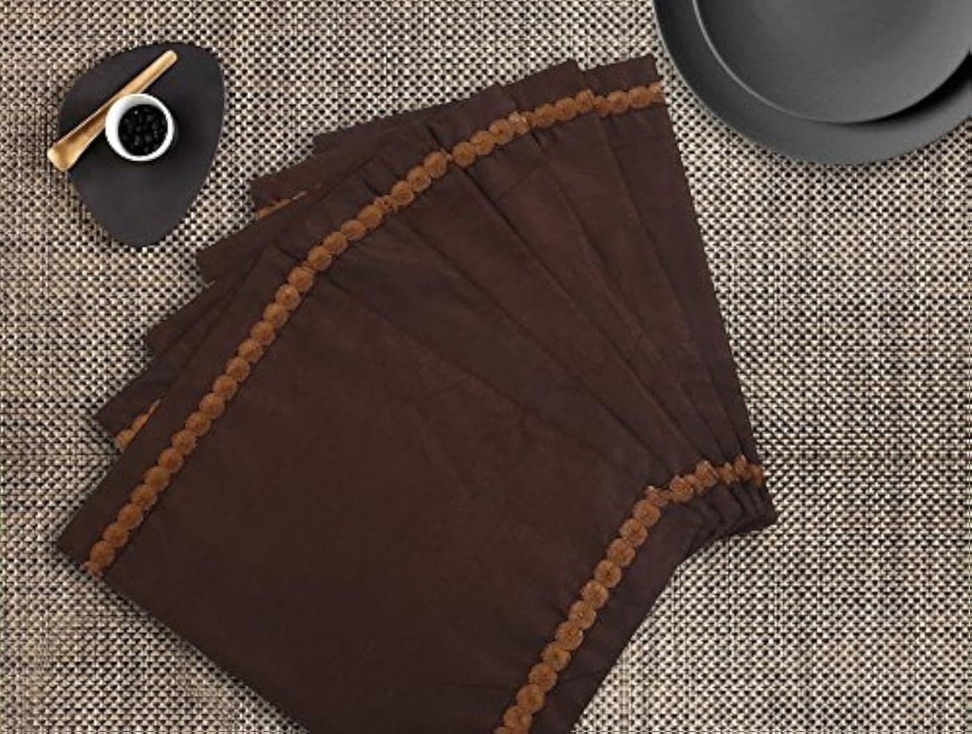 Dekor World Circular Brown Place Mat Set of 6 Pcs