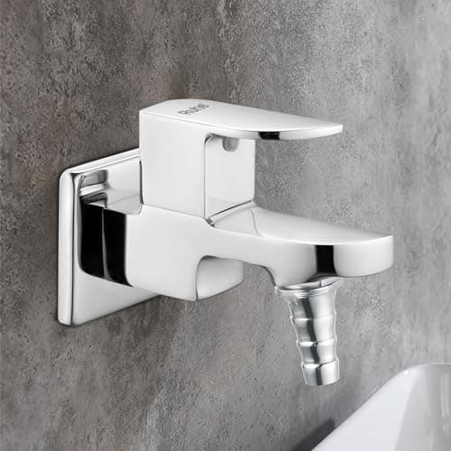 Ruhe® Pristine Brass Faucet/Tap | Nozzle Bib Cock Faucet/Tap | with Chrome Finish | for Washing Machine and Garden Pipes