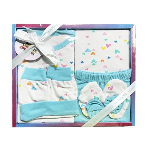 EIO Baby Gifts Set for New Born Unisex Clothing Gift Hamper 6Pcs (Blue)