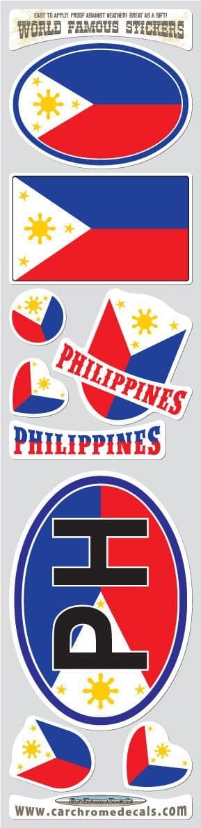 Car Chrome Decals STS-PH Philippines 9 Stickers Set Philippinian Flag Decals Bumper car auto Bike Laptop