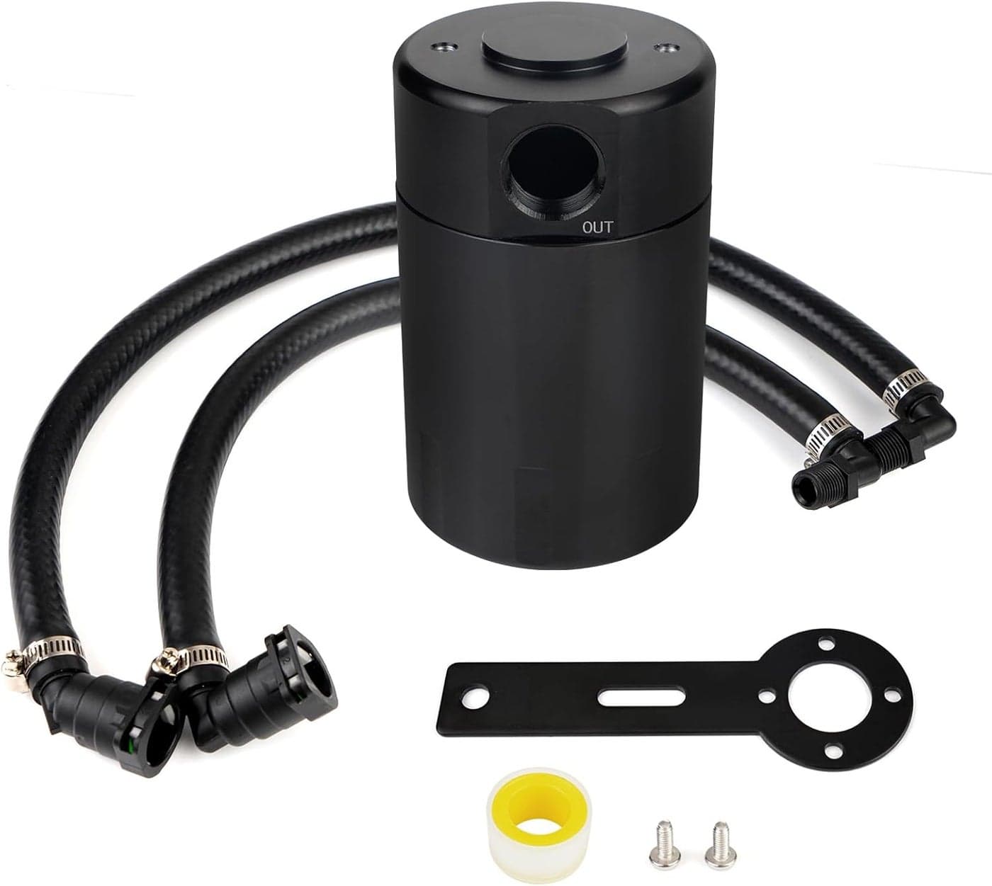 BHB Upgraded Baffled Oil Catch Can Oil Separator Kit with NBR Hose for Ram TRX 6.2L SC 2021-2023 - 3oz Black