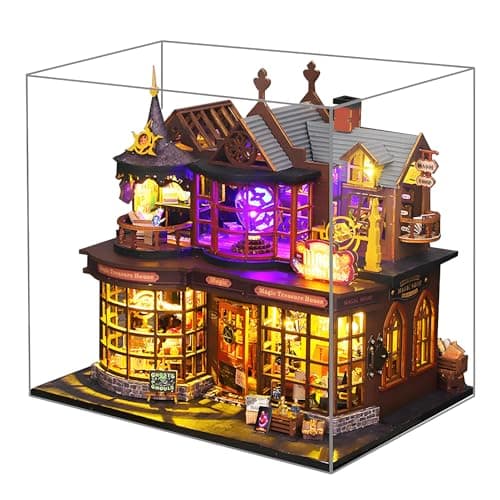 Spilay DIY Miniature House Kit DIY Dollhouse Kit with Music Box and Dust Cover 3D Wooden Puzzle Book Nook Kit for Adult Bookshelf DecorGift for Birthday Halloween ChristmasMagic Treasure House