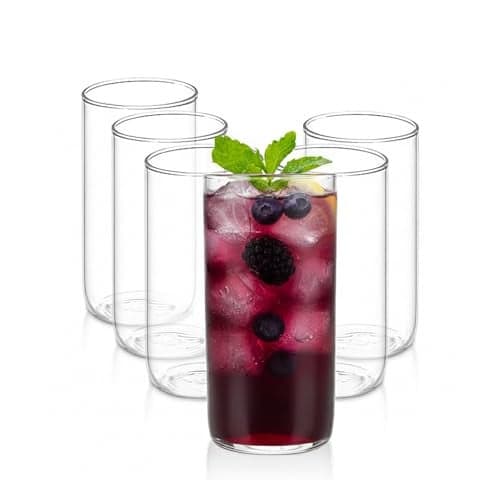 AGARO Elite 340 ml Glasses Set of 6, Transparent Drinking Water Glass Set, Borosilicate Glass Tumbler for Water, Cold Drink, Juice, Flame Proof, Microwave & Dishwasher Safe, for Daily Use & Gifting