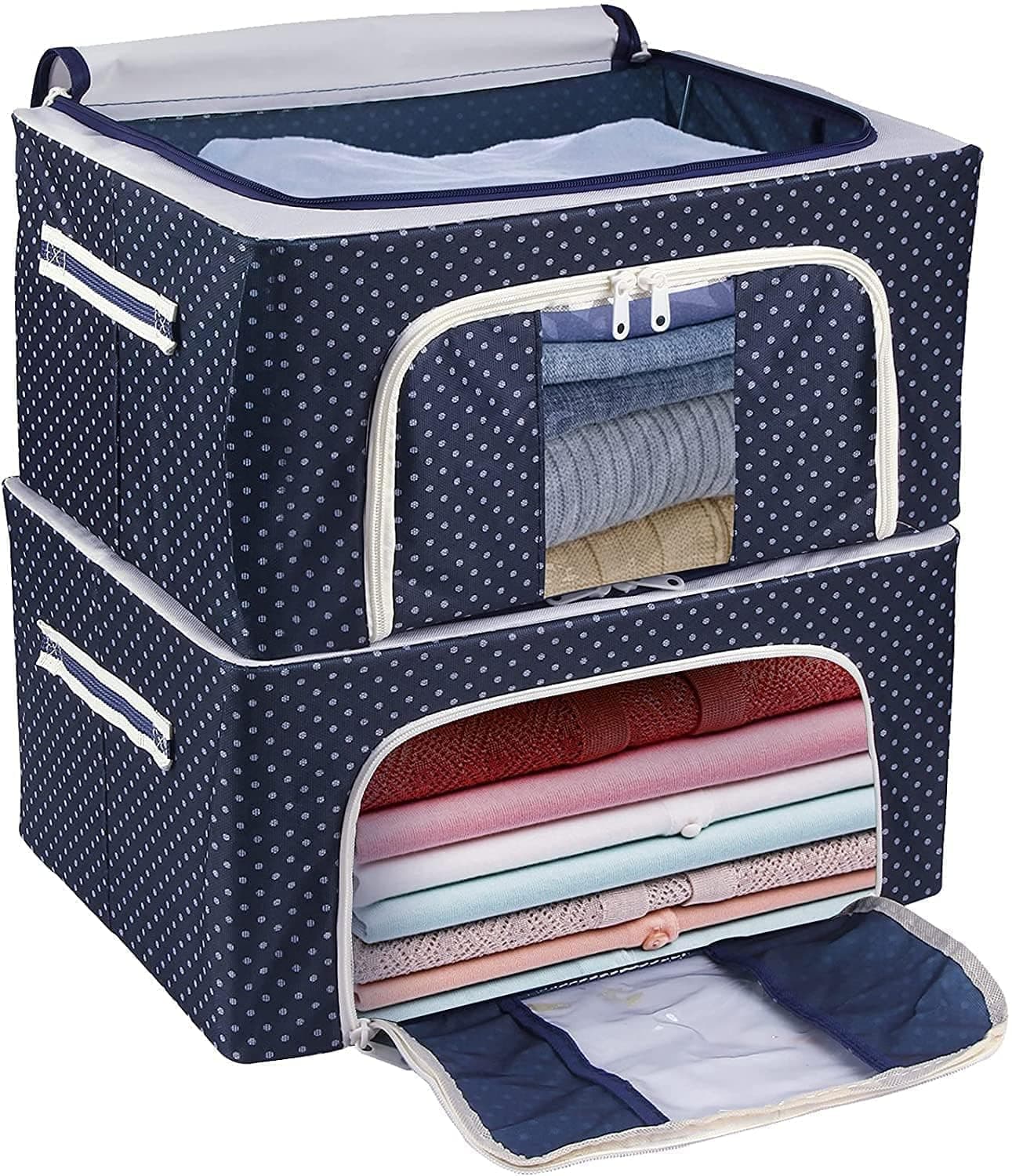 Cloth Organizer For Storage TEKCOOL Storage Box Wardrobe Organizer Foldable Steel Frame Clothes Box For Wardrobe, Saree, Shirts, And Blankets.