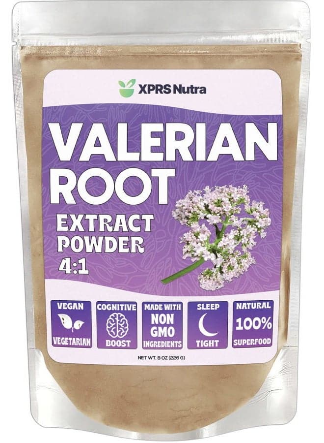 Valerian Root Extract Powder 4:1 - Premium Valerian Root Powder for Cognitive Health - Vegan Friendly Herbal Sleep Aid (8 oz)