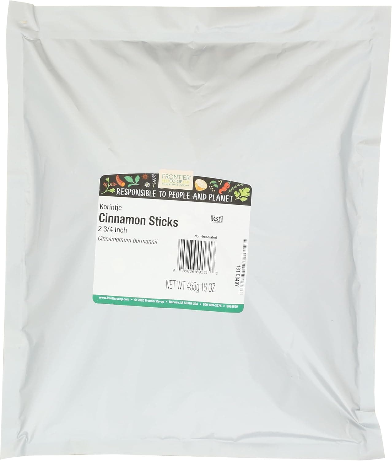 Frontier Co-op Korintje Cinnamon Sticks 2 3/4 Inch - 1 lb Bulk Bag, Kosher Certified