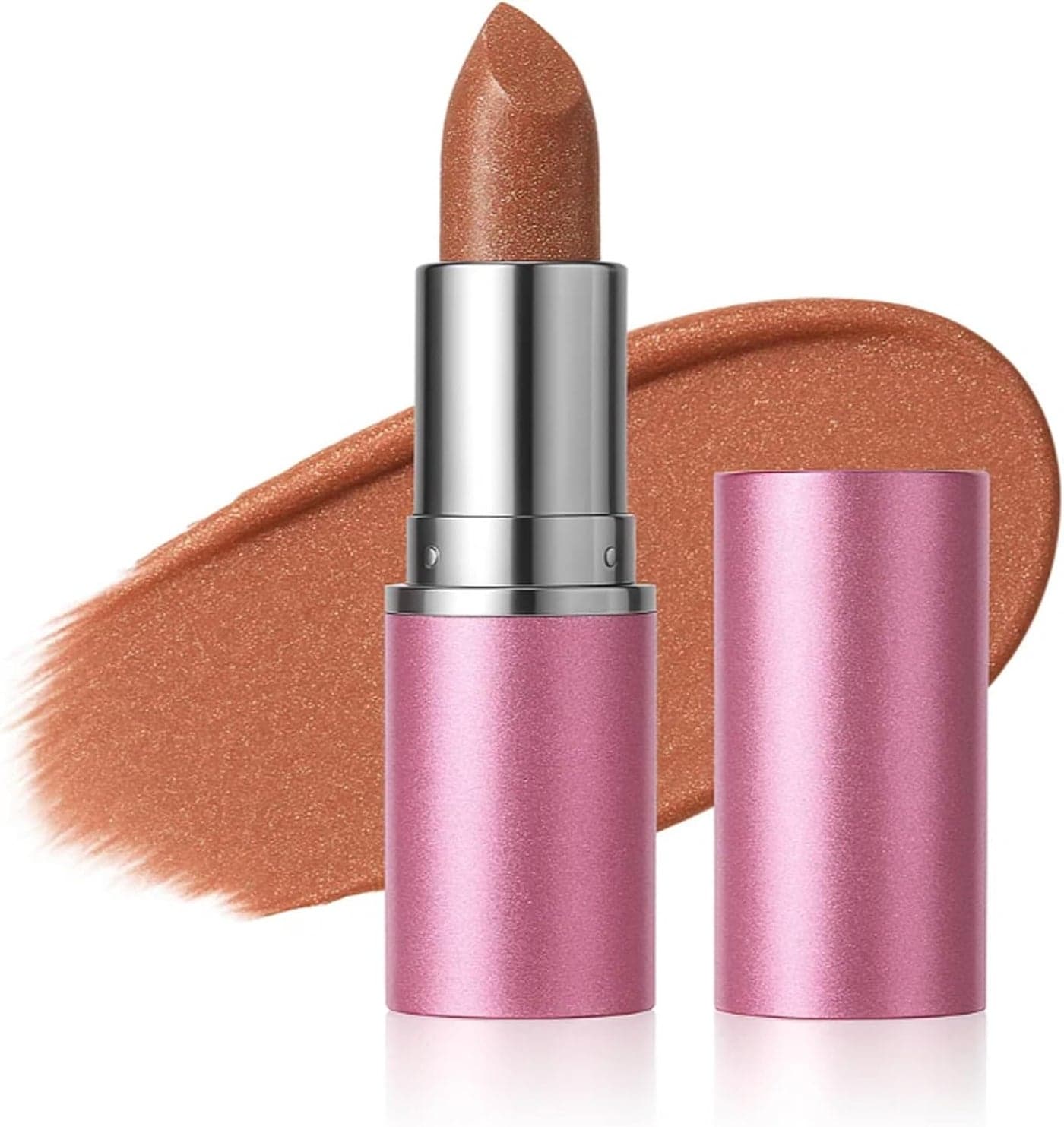 Shimmer Nude Brown Lipstick Metallic Gloss Long Lasting Moisturizing Smooth Hydrating Creamy Lip Color Stick Makeup Cosmetic Lightweight NonSticky 06 Metallic Brown Tone