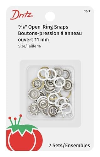 Dritz 16-9 Snap Fasteners, White, Size 16 (7/16-Inch) 7-Count
