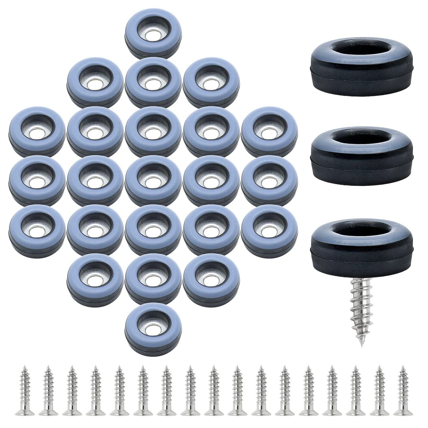 Suiwotin 24pcs 34 19mm Screw on Furniture Sliders Teflon Chair Leg Slides Round Furniture Glides with Screws for Hardwood Floors Protectors GrayBlack