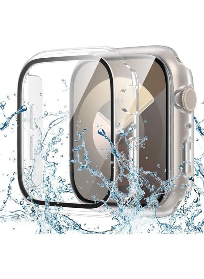 Waterproof Case for Apple Watch Screen Protector 46mm Series 10 Tempered Glass Face Cover (46mm, Clear)