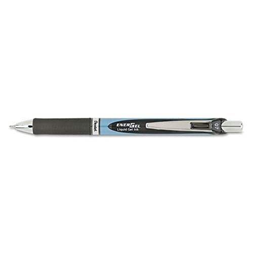 Pentel BLN77A EnerGel RTX Retractable Liquid Gel Pen, .7mm, Needle, Black/Gray Brl, Black Ink