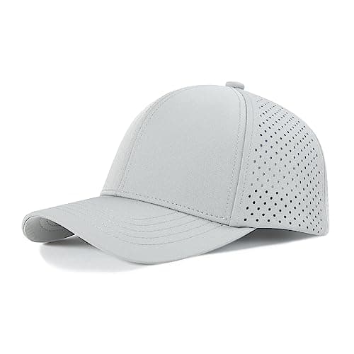 VOBOOM Men Quick Dry Baseball Cap Laser Cut Mesh Ball Curved Brim Snapback Hat (Grey)