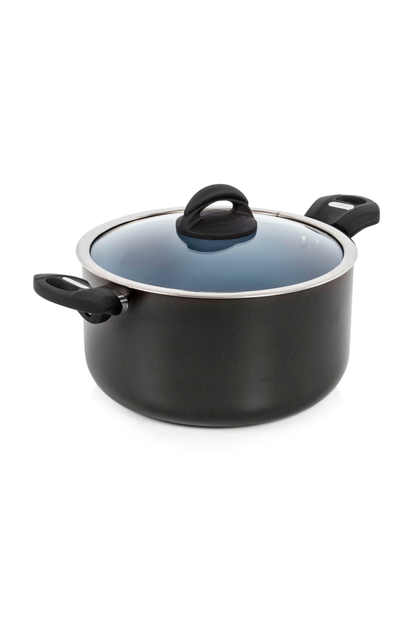 Tower Cerasure 5.8L (24cm) Aluminium Non-Stick Ceramic Casserole Dish with Glass Lid | Healthy Cooking Pot | All Kitchen Stovetop Compatible | Dishwasher Safe | PFOA Free Cookware Pan | Graphite Grey