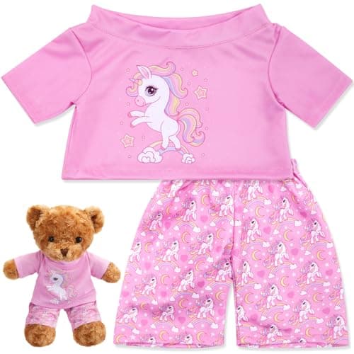 Skicuff 2 Pcs Bear Clothes Outfit Fit Most 1216 Inch Stuffed Clothing Cute Plush Doll Clothes Plushy Bear Pajamas for Stuffed Make Your Own Plush BearsUnicorn StylePink