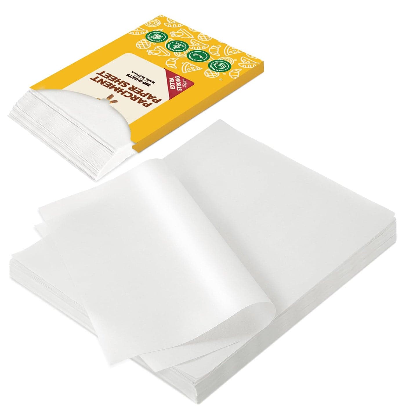 Katbite 350Pcs 9x13 In Parchment Paper Sheets Heavy Duty White Baking Paper Nonstick Oil Proof for Oven Air Fryer Grilling Steaming and Cooking Bread Advanced Series