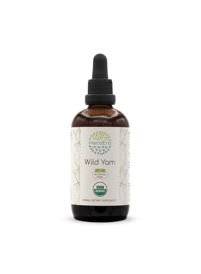 Wild Yam B120 USDA Organic Alcohol-Free Herbal Extract Tincture, Concentrated Liquid Drops Natural Wild Yam (Dioscorea Villosa) Dried Root 4 fl oz
