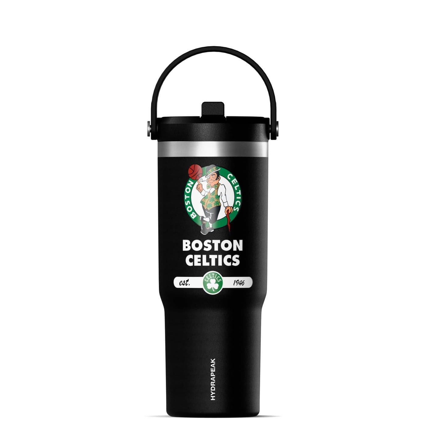 Hydrapeak x NBA Officially Licensed Boston Celtics 32 oz Nomad Tumbler with Handle and Straw Lid Leakproof Stainless Steel Water Bottle