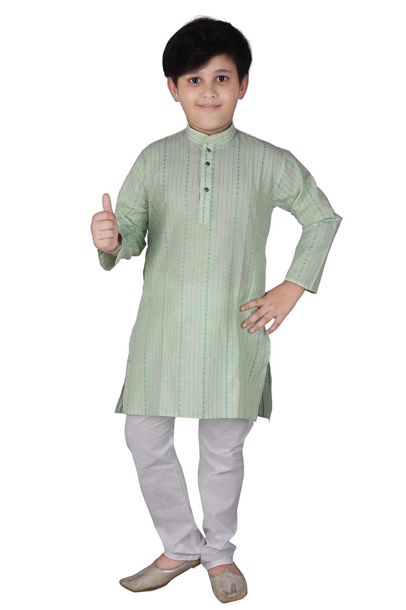 Pro-Ethic Style Developer Cotton Solid Kids Kurta Pyjama For Boys | Kurta Paijama Set, (S-145) (Light Green, 9-10 Years)