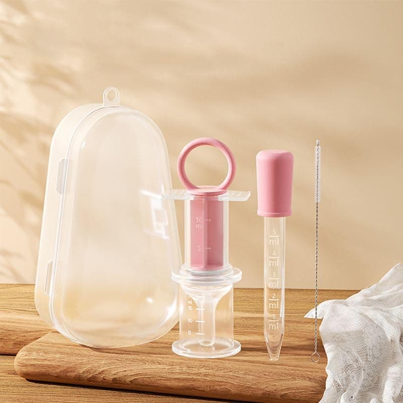 Baby Medicine Dropper Set,Baby Essentials,Unique Silicone Ball Design,Medical-Grade Silicone,Dropper, Syringe Medicine Dispenser with and Cleaning Brush for Babies