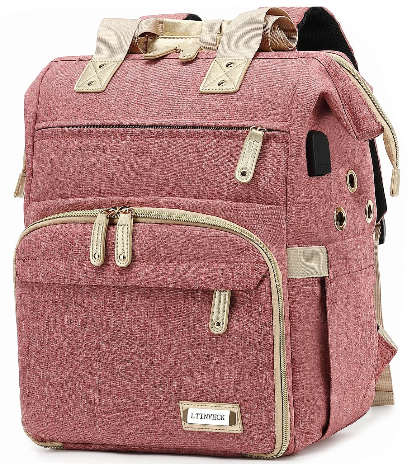 Crochet Backpack,Knitting Bag Backpack Yarn Storage Organizer Travel Crochet Bag with USB Charging Port,Yarn Storage Tote Bag Yarn Holder Case for Knitting Needles,Crochet Hooks,Crochet Accessories