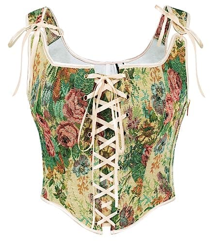 Scarlet Darkness Corset Tops for Women Renaissance Overbust Floral Bustier Bodice Apricot Floral Size 8
