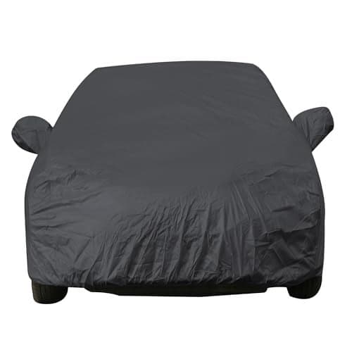 Grand I10 Nios Dustproof Car Cover with Mirror & Antenna Pockets, Grey Color, Taffeta Polyster,Triple Stitched, Compatible with Hyundai Grand I10 Nios Car Cover (2019 to 2024), Car Accessories