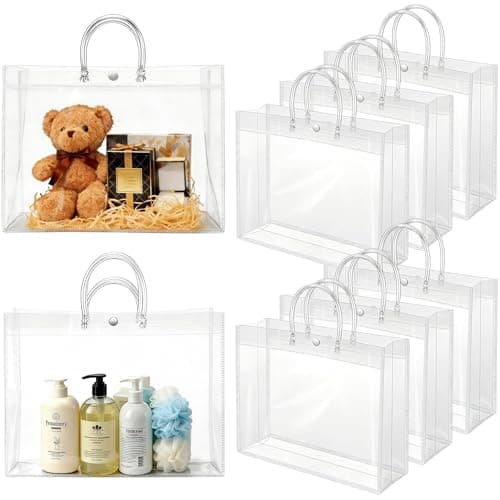 BadenBach 12 PCS Extra Large Clear Gift Bags with Handles 16 x 6 x 12 Inch Clear Plastic Party Favor Bag Transparent Goodie Tote Bag Gift Wrap Bags Bulk for Wedding Baby Shower Birthday Fathers Day