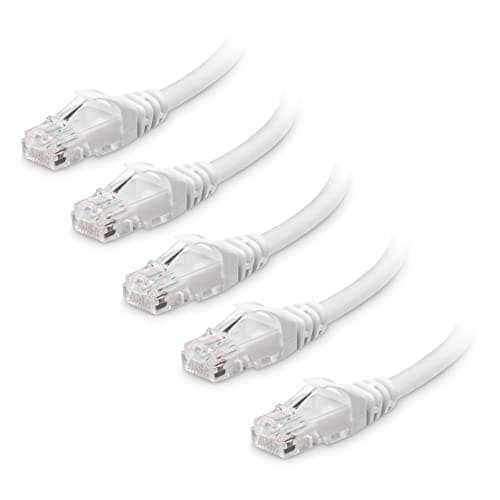 Cable Matters 10Gbps 5-Pack Snagless Cat 6 Ethernet Cable - 7ft, Cat 6 Cable, Cat6 Cord, Ethernet Cord, White