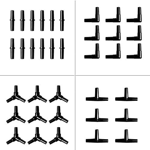 BornFeel Aquarium Airline Tubing Connectors I T L Y 40pcs Fish Tank Air Tube Adapters for 3/16 '' Air Line Hose (Black)