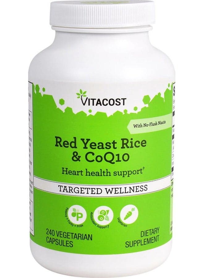 VITACOST BRAND Red Yeast Rice & CoQ10 with No-Flush Niacin -- 240 Vegetarian Capsules