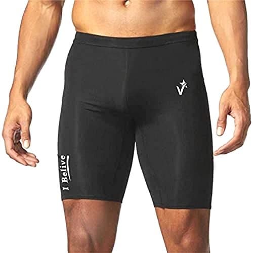 JUSTWIN Compression Men's Skin Tight Shorts for Gym, Running, Cycling, Swimming, Basketball, Cricket, Yoga, Football, Tennis, Badminton & Many More Sports (M)